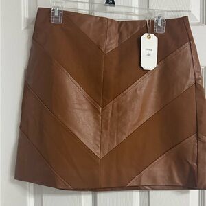 Luxurious Tan Leather Mini Skirt